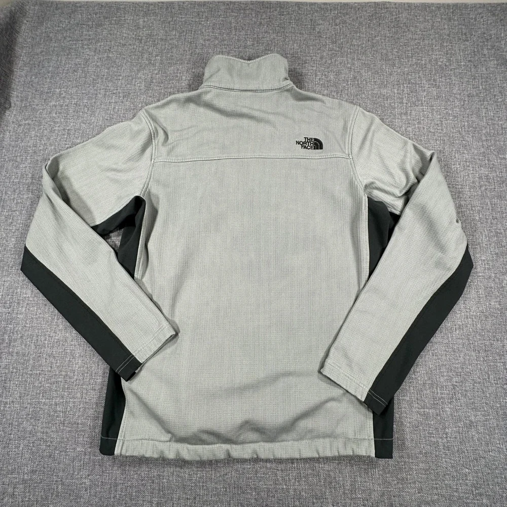 The North Face Waffle Knit Full-Zip Jacket Mens M Gray Black Thermal Fleece A2ZF
